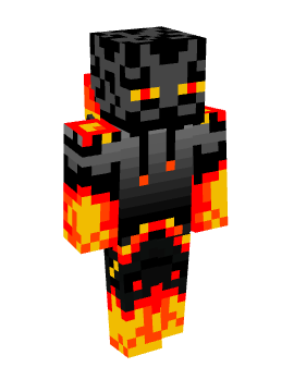 Minecraft skin of Spikedemon223: a black figure covered in orange and yellow flames.