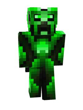 Minecraft skin of Airacoda: a bright green creeper-faced figure.